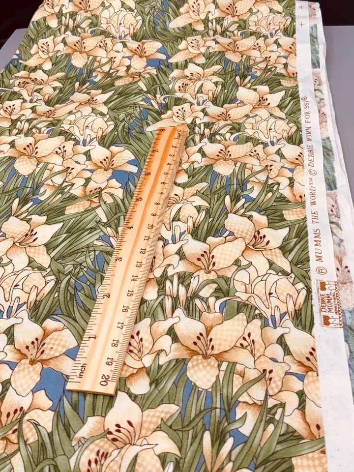 DEBBIE MUMM - MUMM'S THE WORD VERDE TOSTADO GRIS MARRÓN FLORES Tela de Algodón 2 YD. Foto 1 de 1