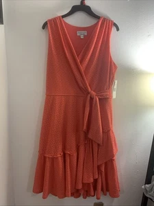 Vestido coral sin mangas para mujer talla grande nuevo. Casual Trabajo Boda Playa  - Imagen 1 de 6
