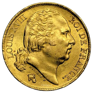 Moneda Francia - Luis XVIII - Oro - 20 Francos Or - 1818 W Lille - Picture 1 of 2