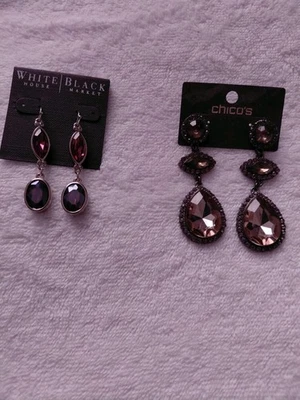 White House Black Market Purple Earrings, Bonus Chico's Statement earrings - Image 1 of 4