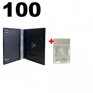 100 PREMIUM SLIM Black Single DVD Cases 7MM 100% New Material & 100 OPP Bag - Picture 1 of 7