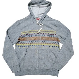 Arizona Jeans Grey Southwestern Aztec Full Zip Hoodie Hooded Sweatshirt SZ XL - Picture 1 of 12
