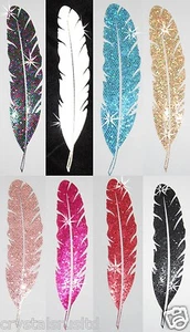 FABRIC SEQUIN GLITTER FEATHER IRON-ON HOTFIX DIY TSHIRT TRANSFER APPLIQUE PATCH - Picture 1 of 9