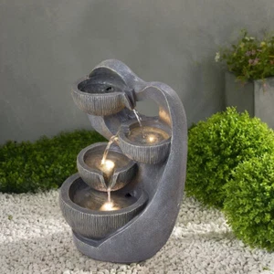 Garden Fountain Water Feature LED Lights Indoor Outdoor Polyresin Statues Decor - Picture 1 of 19