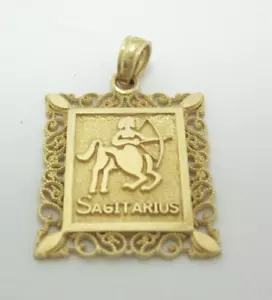 STUNNING 10K YG (1") ZODIAC SAGITTARIUS CHARM PENDANT (NOV.22-DEC21) 1.7G - Picture 1 of 9