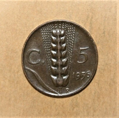 S7 - Italy 5 Centesimi 1936-R Almost Uncirculated / Uncirculated Copper Coin - Image 1 of 2