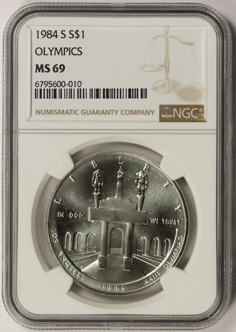 1984-S Olympics Coliseum Modern Silver Dollar Commemorative $1 MS 69 NGC Cover