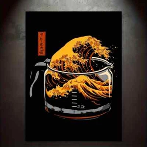 Poster Arte Parete Tela - Quadro 'La Grande Onda del Caffè', Arredamento Arte Moderna - Foto 1 di 7