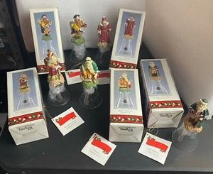 Novelino Natale Thru The Ages Babbo Natale Campane di Vetro 1992 Vintage Set di 5 BELLE  - Foto 1 di 5