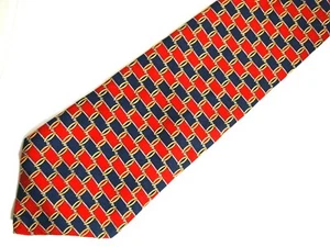 Brooks Brothers Basics Mens Necktie Tie Red Navy Blue Geometric 59" Career - Picture 1 of 4