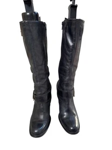 Botas de mujer BP Julius-Lea 7 zapatos de tacón medio con cremallera de cuero negro - Imagen 1 de 10