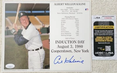 Al Kaline HOF Induction Day photo Autographed Detroit Tigers - COA - Image 1 of 3