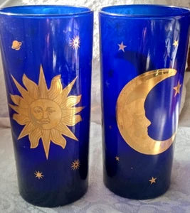 KOBALTBLAU GOLD MOND STERN SONNENBRILLE 2er Set Himmlisches Glas 6 Zoll Durchbruch USA - Bild 1 von 7