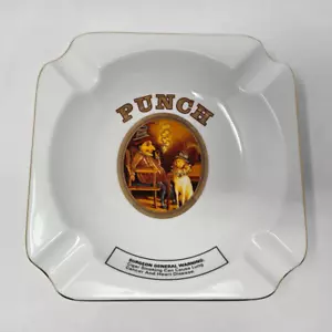 CENICERO DE CIGARROS PUNCH VINTAGE CREMA ORO BLANCO RIBETE ALTA CALIDAD 8" - Imagen 1 de 6