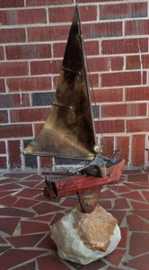 Curtis Jere “Man In a Sail Boat" sculpture original signed 22” Tall With Quarts - Picture 1 of 14