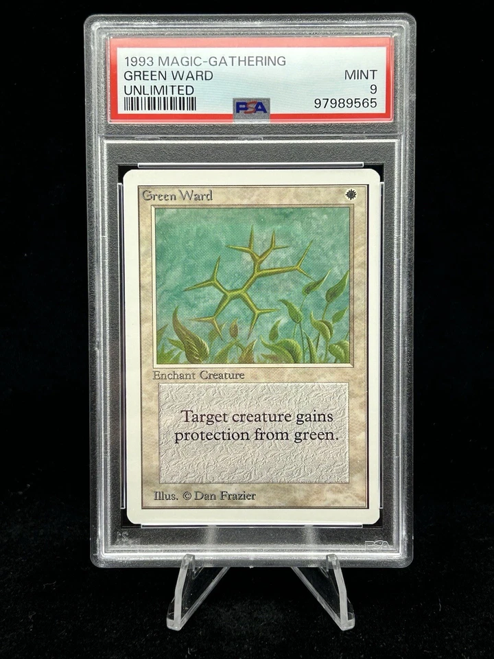 GREEN WARD Unlimited Edition 1993 Magic the Gathering MTG Uncommon🔥PSA 9 MINT🔥 - Image 1 of 4