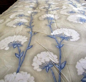 Carre Blanc Floral Cotton Floral Flat Bed Sheet 102" x 110" Made In France - Picture 1 of 5
