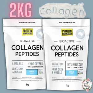 Protein Supplies Australia Collagen Peptides Vanilla TWIN PACK 2kg (2x 1kg bags) - Picture 1 of 9