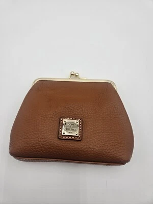 Dooney & Bourke Pebble Leather Large Framed Kisslock Purse French Caramel New - Image 1 of 4