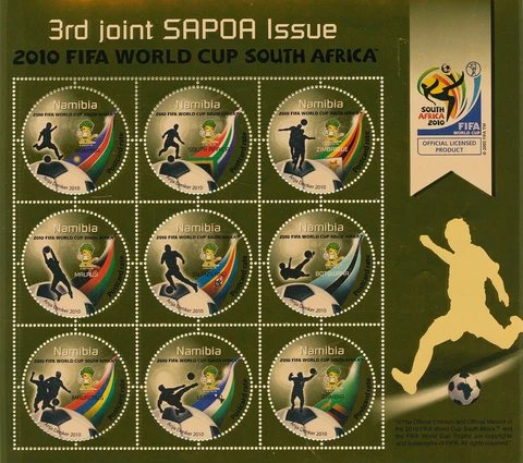 Namibia 2010 MNH Football Stamps World Cup South Africa SAPOA 3rd JIS 9v M/S Cover