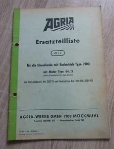 Agria Einradhacke 2100 Ersatzteilliste - Bild 1 von 1
