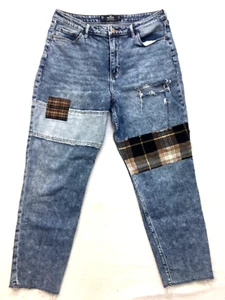 HOLLISTER Jeans Women 34x27 15R Distressed Acid Wash Ultra Hi Mom Fray Denim - Picture 1 of 16
