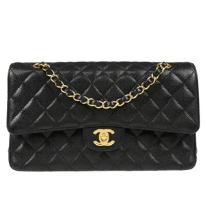 Chanel Black Calfskin Medium Classic Double Flap Shoulder Bag 185458 - Picture 1 of 11