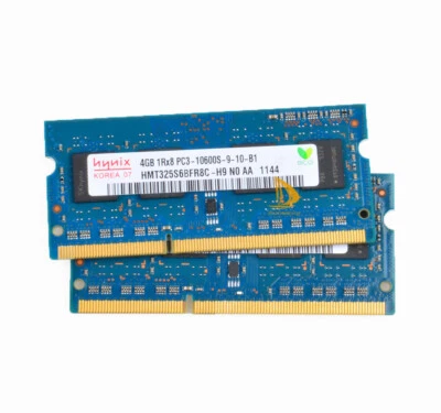 Hynix 2X 4 GB 1RX8 PC3-10600S DDR3-1333Mhz 1.5V SODIMM memoria laptop RAM #Kit2 - Immagine 1 di 4