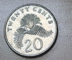 1997 Singapore 20 Cents Powderpuff Plant - Picture 1 of 2