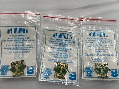 ‘92 Mariners Jay Buchner Kevin Mitchell Ken Griffey Jr Seattle Power Chevron Pin - Image 1 of 4