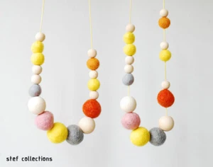 Collar de cuentas de madera amarillo verano a la moda mujeres niñas grueso destacado - Imagen 1 de 3