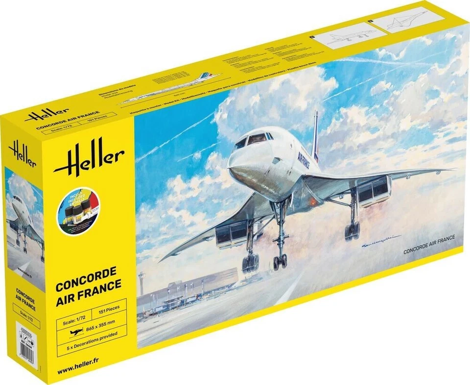 Modello Aereo Concorde Air France 1/72 - Kit Di Avviamento Heller 56469
