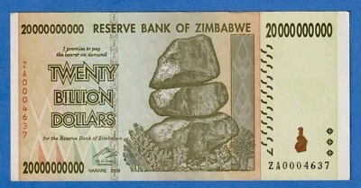 ZIMBABWE 20 BILLION 2008 P-86 CIRCULATED REPLACEMENT NOTE ZA0004637 - Image 1 of 3