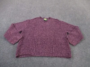 Cabelas Sweater Womens 2XL Purple Pullover Cable Knit Fisherman Heavy Chunky - Picture 1 of 8
