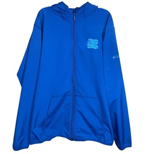 North Carolina Tar Heels Columbia Full-Zip Windbreaker Jacket Size Medium Hood - Picture 1 of 7