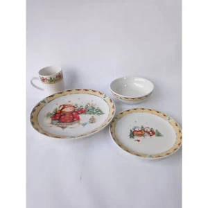Debi Hron Home Snowman Dinnerware 4pc Place Setting Dinner Salad Plate Bowl Cup - Picture 1 of 9