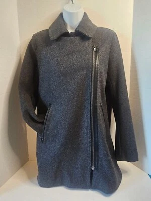 Abrigo para mujer Gap Pea, talla S, gris cremallera cuello convertible ribete de cuero sintético Foto 1 de 4