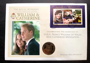 Aitutaki (Cook Is) - "WILLIAM & CATHERINE ~ THE ROYAL WEDDING" Coin Cover 2011 - Picture 1 of 13