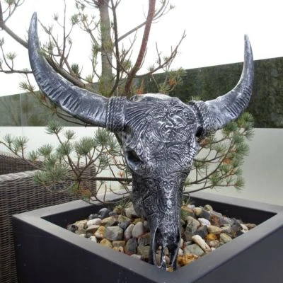 SCHÄDEL KOPF 71 cm Büffel Bullen STIER Deko Figur Geweih Skelett Wanddeko Skull - Bild 1 von 2