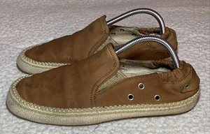 Donald Pliner Mens Shoes Pinch Heel Raffia Brown Loafer Espadrille Size 8 - Picture 1 of 12
