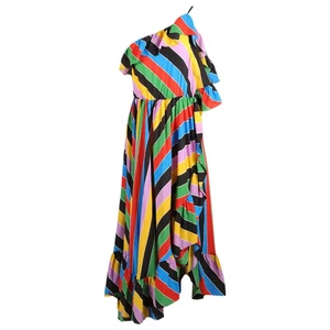 Vestido Philosophy Di Lorenzo Serafini $2085 Arco Iris Rayas Pura Seda UK 6 NUEVO CON ETIQUETAS - Imagen 1 de 22