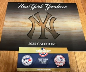 2025 Wall Calendar New York Yankees SGA Stadium Baseball + Opening Day Ticket - Picture 1 of 20