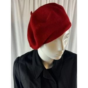 Classic Parisian Wool Blend Beret Red OS cold weather 69-01 - Picture 1 of 16