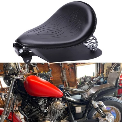 Flame Motorcycle Solo Seat 3" Spring For Yamaha Virago XV 1100 750 250 Bobber - Image 1 of 4
