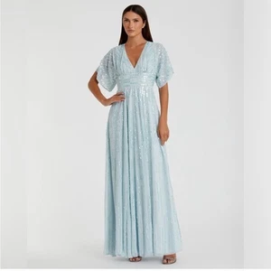 Neu | MAC DUGGAL - Blau verzierter VNeck Abend 10807 | 18 - Bild 1 von 9