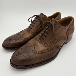 Barneys New York Shoes Mens US 11 Italian Leather Brogue Oxford Dress Made Italy - Picture 1 of 10