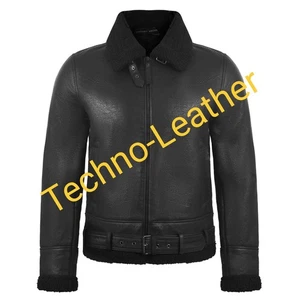 Chaqueta de moda de cuero de cordero para hombre - Elegante cremallera - Calidad premium / Cuello de piel  - Imagen 1 de 3