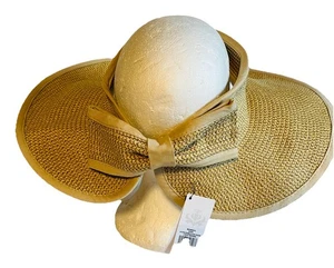 Cappello donna Lady Hagen nuovo con etichette tesa larga floppy visiera parasole impacchettabile beige golf spiaggia - Foto 1 di 13