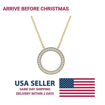 IGI Certified 0.30 Ct Lab Grown Diamond Open Circle Pendant Chain 18" 925 Silver - Image 1 of 4