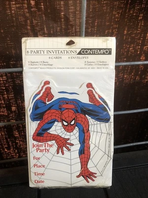 Vintage 1990 Marvel Spider-Man Birthday Card Spiderman Invitations - Image 1 of 4